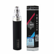 Set of two GS eGo II 2200mAh or GS eGo III 3200mAh in Black vape batteries with USB charger, offering long-lasting power for vaping.